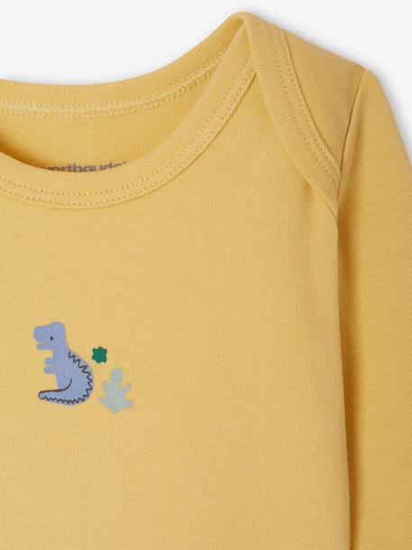 Pack of 5 long-sleeved bodysuits for baby boys ecru 
