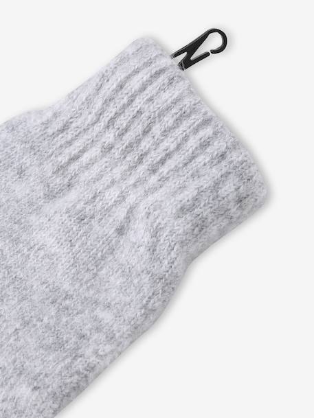 Knit hat, snood and gloves set for girls marl grey+sky blue 