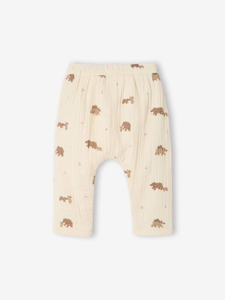 Cotton gauze trousers for baby ecru 