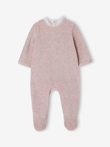 Pack of 2 baby sleepsuits with popper back opening for baby marl beige 