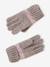 Knitted hat, snood and gloves set for girls mocha 