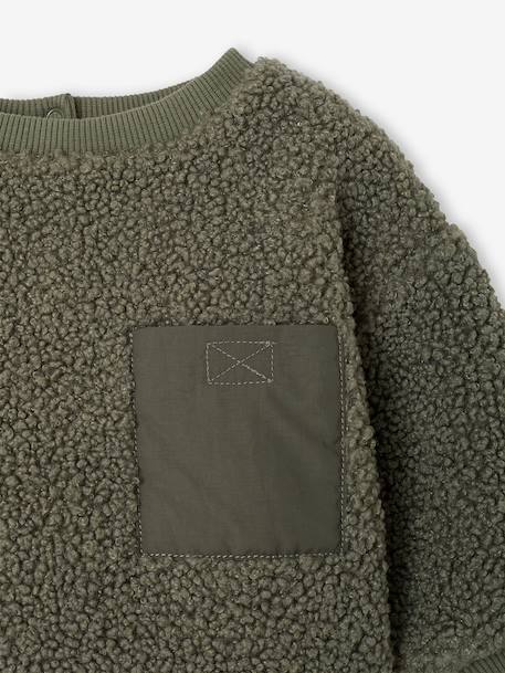 Sherpa sweatshirt for babies green+pecan nut 