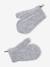 Knit hat, snood and gloves set for girls marl grey+sky blue 