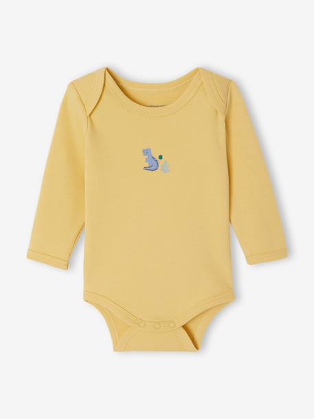Pack of 5 long-sleeved bodysuits for baby boys ecru 