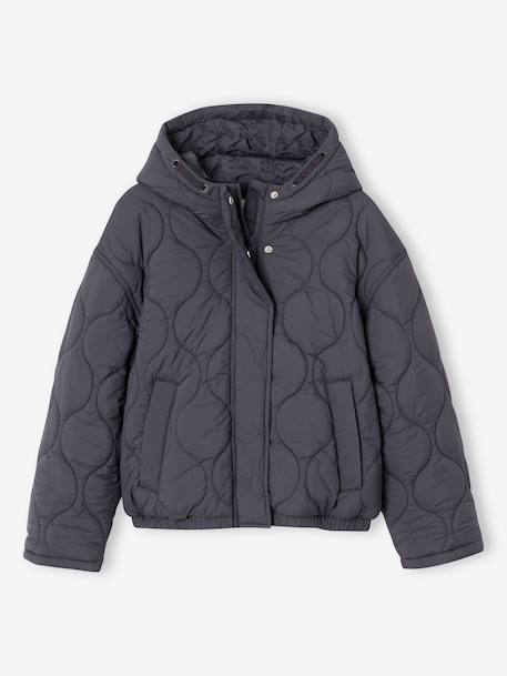 Lightweight puffer jacket with hood for girls black 
