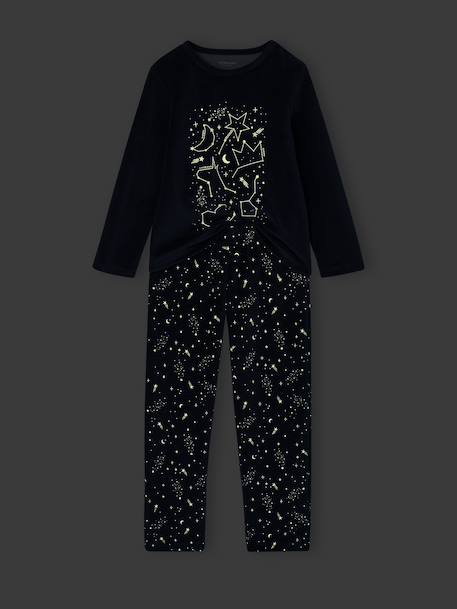 Pack of 2 long velvet pyjamas for girls rosy 