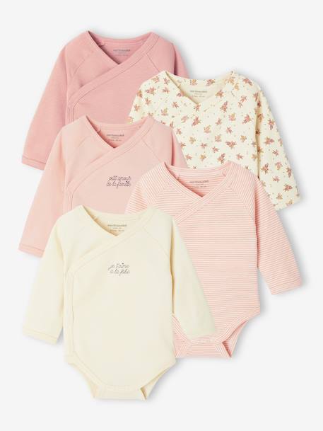 Pack of 5 Bodysuits for Newborns pale pink 