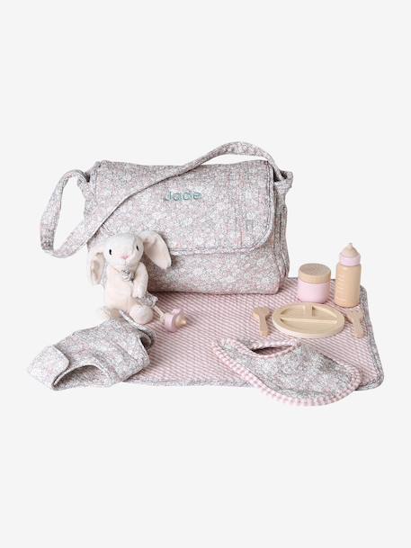 Changing Bag & Accessories in FSC® 100% Wood, PETITES FLEURS blush+caramel 