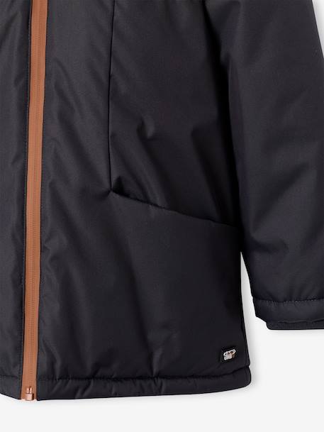 Technical Parka with Hood for Boys BROWN MEDIUM SOLID WITH DESIGN+hazel 