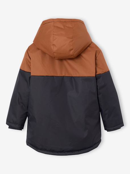 Technical Parka with Hood for Boys BROWN MEDIUM SOLID WITH DESIGN+hazel 