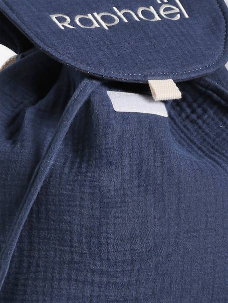 Pre-School Backpack in Cotton Gauze, Fun Ears night blue+rosy+sage green+vanilla 
