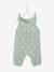 Jumpsuit for Newborn Babies, Embroidery in Cotton Gauze beige+ecru+Light Green/Print 
