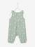 Jumpsuit for Newborn Babies, Embroidery in Cotton Gauze beige+ecru+Light Green/Print 