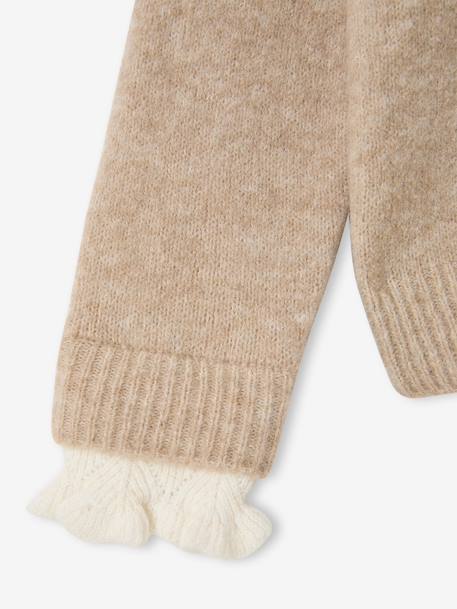 High-neck jumper for girls camel+old rose 