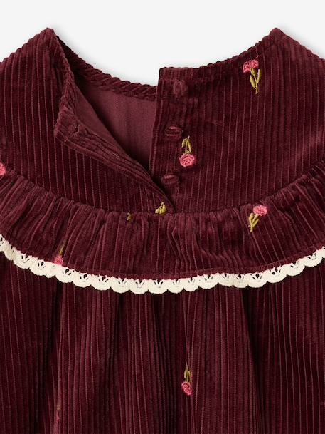 Long-sleeved velvet dress for girls plum 