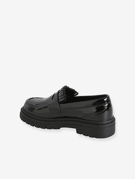 Synthetic loafers for girls black 