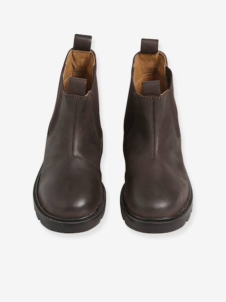Leather elasticated boots for boys dark brown 