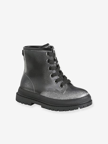 Lace-up zip boots for girls silver 