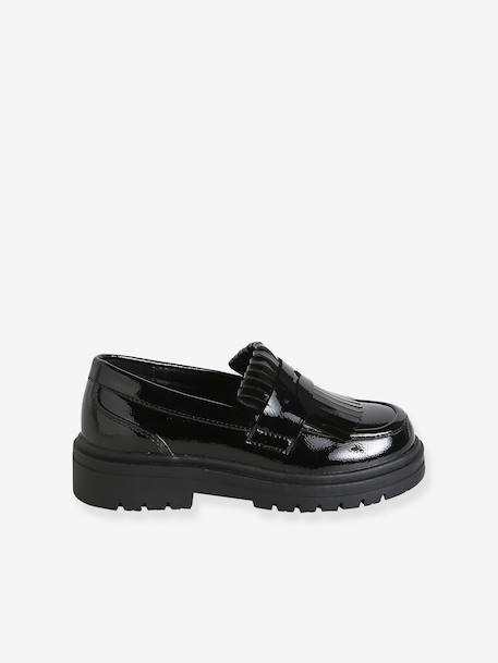Synthetic loafers for girls black 