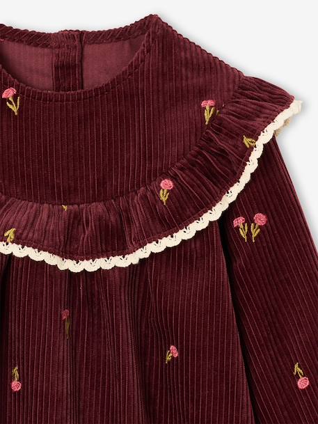 Long-sleeved velvet dress for girls plum 