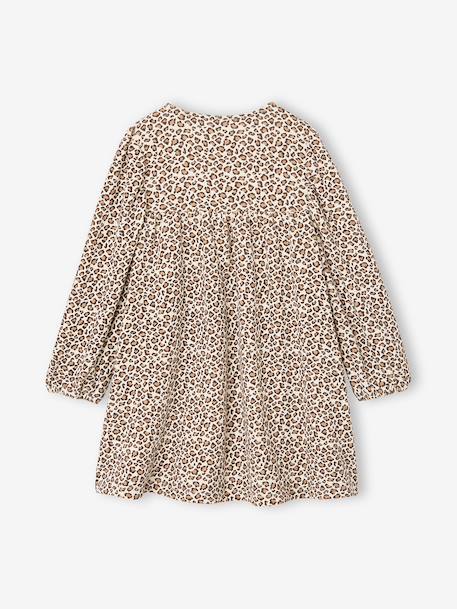 Long-sleeved dress for girls ecru+navy blue 