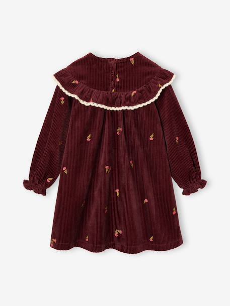 Long-sleeved velvet dress for girls plum 