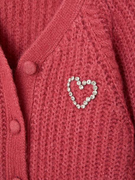 Buttoned cardigan for girls ecru+old rose 