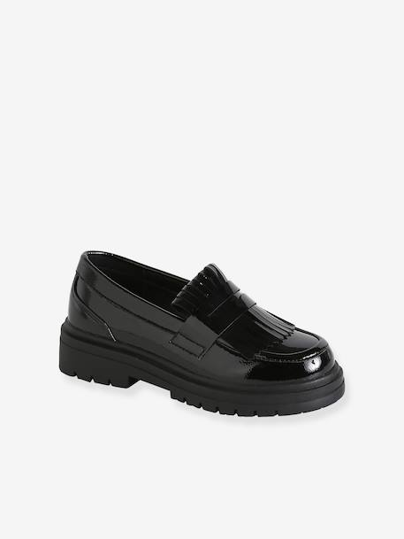 Synthetic loafers for girls black 
