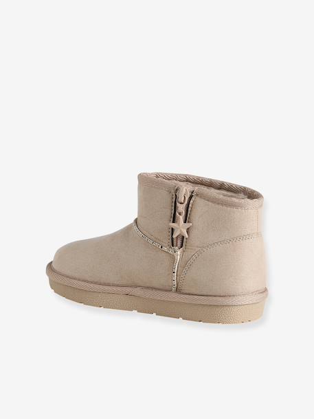 Zip-up textile boots for girls taupe 
