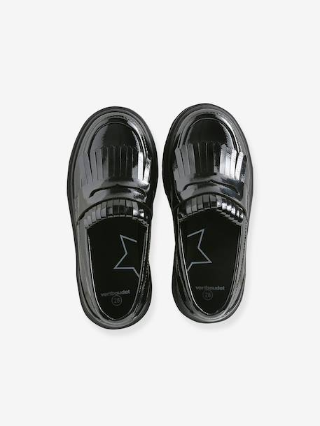 Synthetic loafers for girls black 