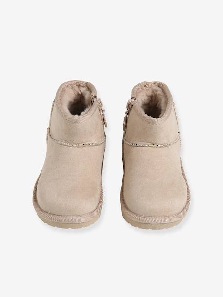 Zip-up textile boots for girls taupe 