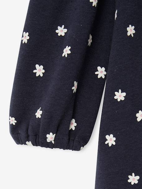 Long-sleeved dress for girls ecru+navy blue 