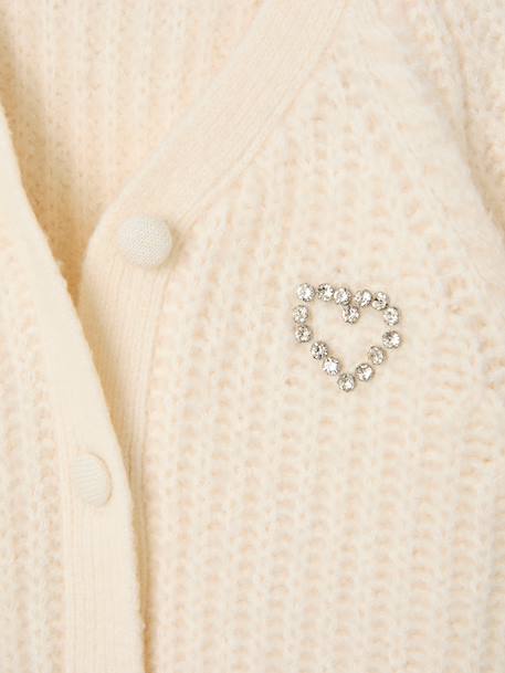 Buttoned cardigan for girls ecru+old rose 