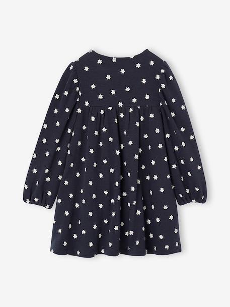 Long-sleeved dress for girls ecru+navy blue 