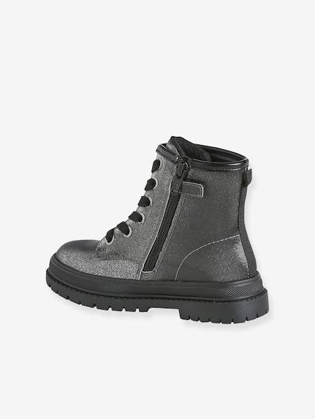 Lace-up zip boots for girls silver 