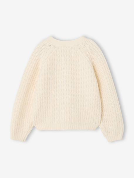 Buttoned cardigan for girls ecru+old rose 