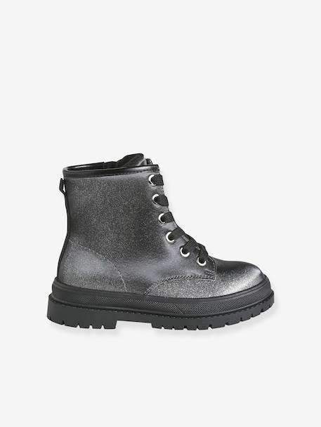 Lace-up zip boots for girls silver 