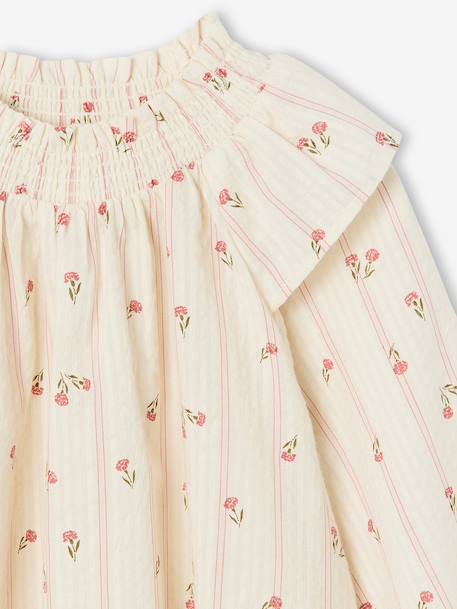 Long-sleeved blouse for girls ecru 