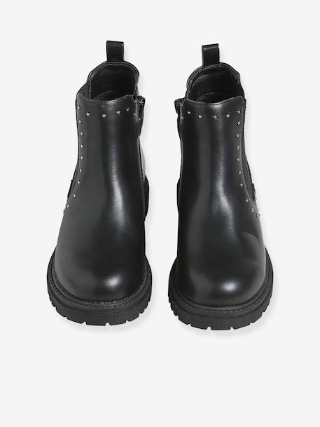 Zip-up synthetic ankle boots for girls black 