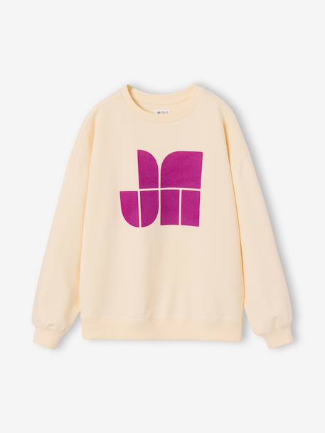 Sweatshirt for girls ecru+old rose 