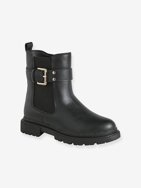 Zip-up synthetic boots for girls black 