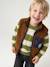 Sleeveless sherpa cardigan for boys caramel+ecru 