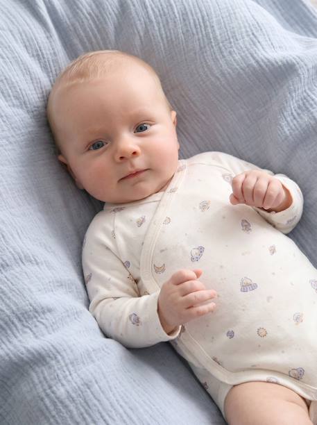 Pack of 5 long-sleeved bodysuits for baby boys sky blue 