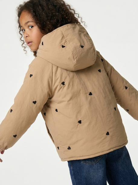 Girl's embroidered lightweight jacket grey green+hazel 