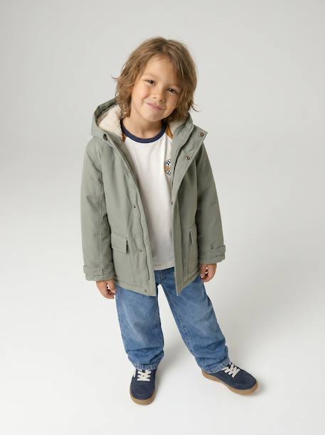 3-in-1 Parka with Removable Bodywarmer for Boys BLUE MEDIUM SOLID WITH DESIGN+BROWN DARK SOLID WITH DESIGN+GREEN MEDIUM SOLID WITH DESIG+lichen 