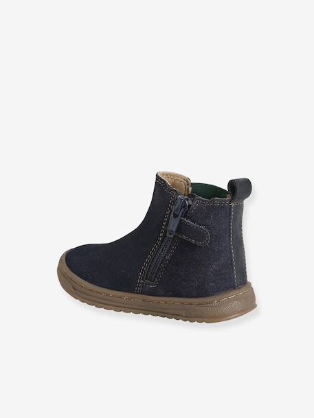 Baby first steps leather boots navy blue 