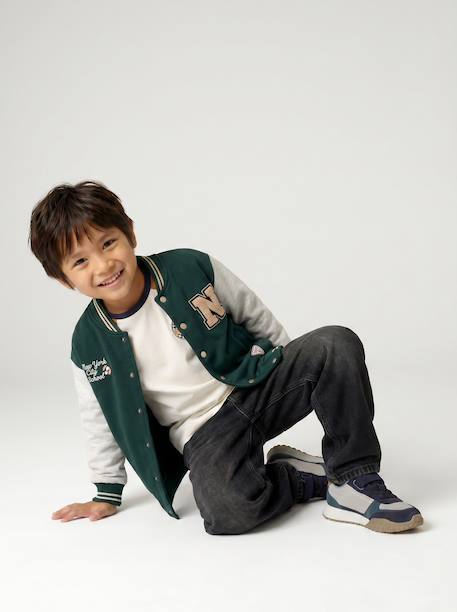 Teddy sweatshirt for boys fir green+navy blue 