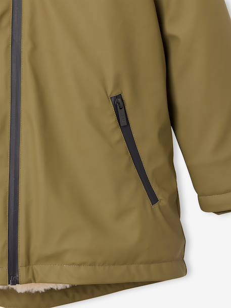 Long hooded raincoat for girls khaki 