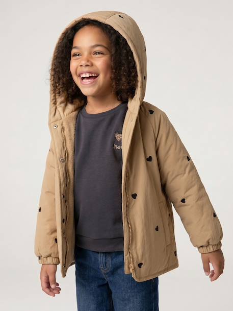 Girl's embroidered lightweight jacket grey green+hazel 
