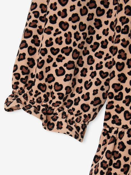 Long-sleeved dress for girls camel 